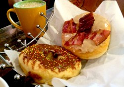 Chocolate Sprinkle and Maple Bacon donuts at Bennett's Fresh Roast in Fort Myers, FL.