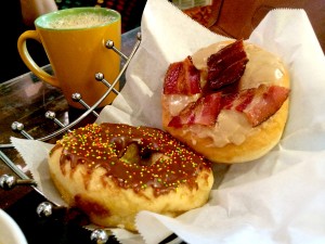 Chocolate Sprinkle and Maple Bacon donuts at Bennett's Fresh Roast in Fort Myers, FL.